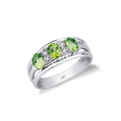 Peridot Weißgold Ring mit Diamanten