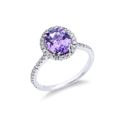 Amethyst Ring mit Diamanten 18K Weißgold