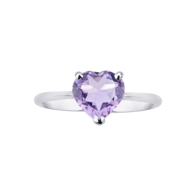 Herzring mit Amethyst aus Weißgold 18K