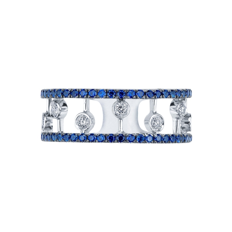 Weißgold Ring Damen mit Diamanten und Saphiren