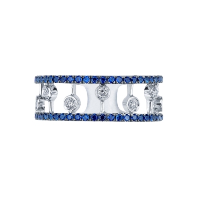 Weißgold Ring Damen mit Diamanten und Saphiren