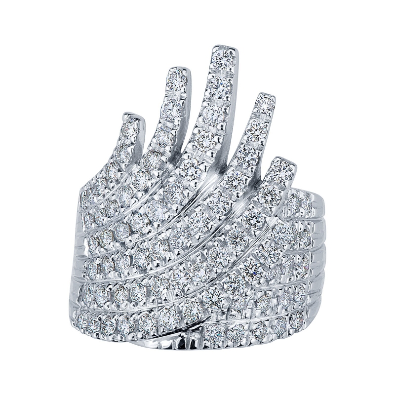Weißgoldring mit Diamantwelle