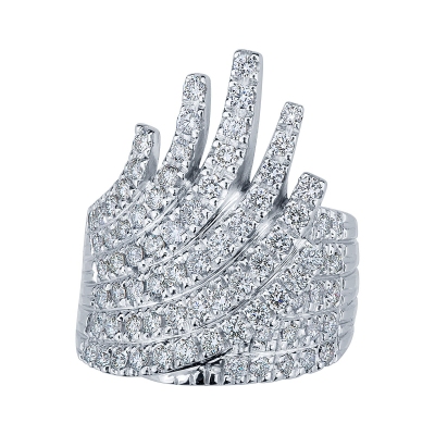 Weißgoldring mit Diamantwelle
