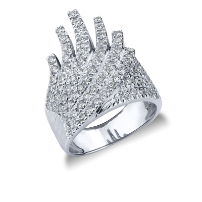 Weißgoldring mit Diamantwelle