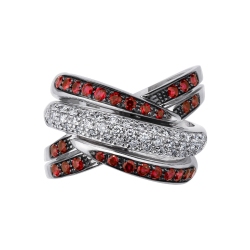 Bandring aus 18K Weißgold mit Rubinen und Diamanten 2