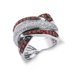 Bandring aus 18K Weißgold mit Rubinen und Diamanten