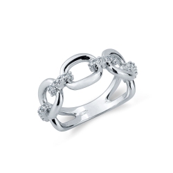 Iced Out Gourmette Ring Weißgold mit Diamanten