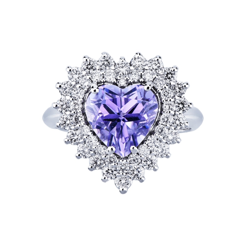 Amethyst Ring Weißgold 750 mit Diamanten 