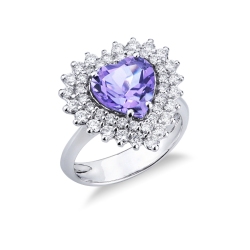 Amethyst Ring Weißgold 750 mit Diamanten 