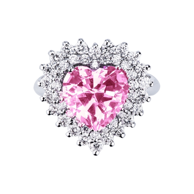 Saphir Rosa Herz Ring mit Diamanten