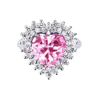 Saphir Rosa Herz Ring mit Diamanten