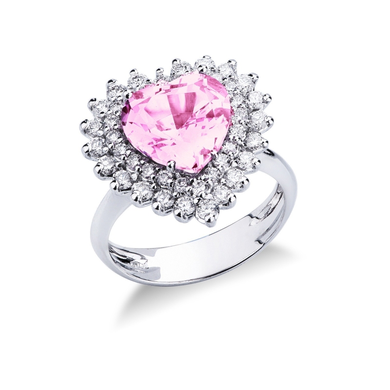 Saphir Rosa Herz Ring mit Diamanten
