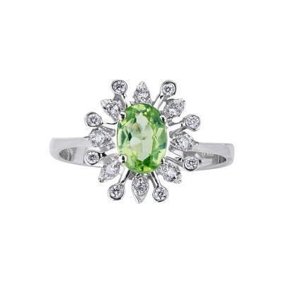 Peridot Ring Weißgold 750 Damenring 