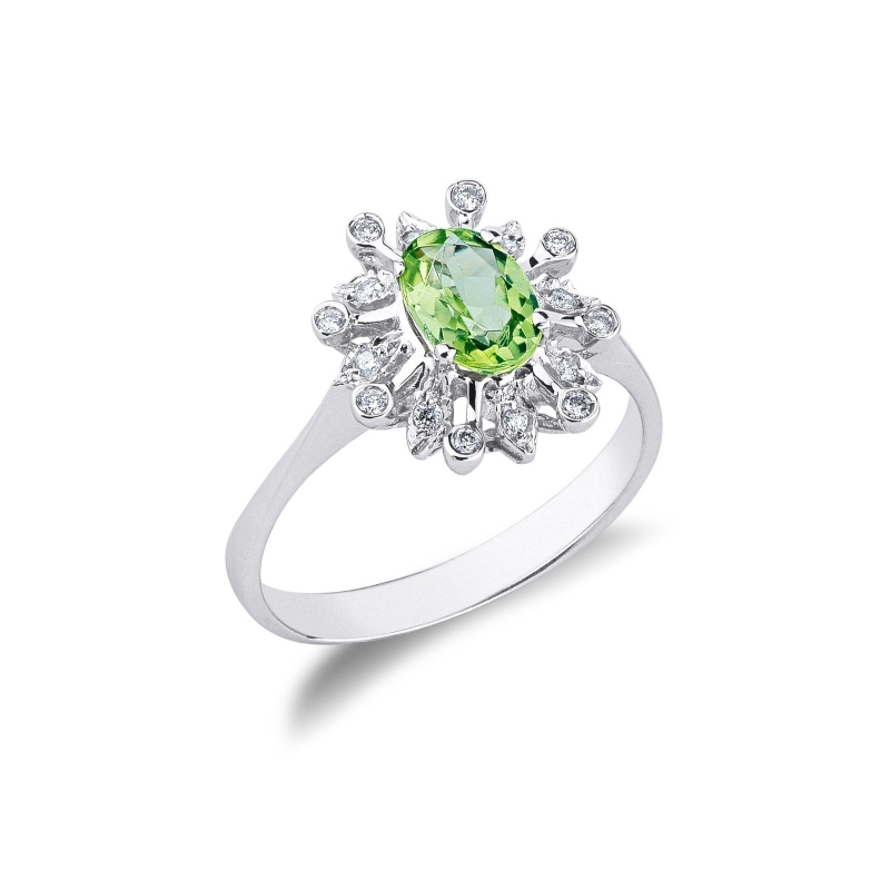 Peridot Ring Weißgold 750 Damenring 
