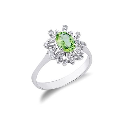 Peridot Ring Weißgold 750 Damenring 