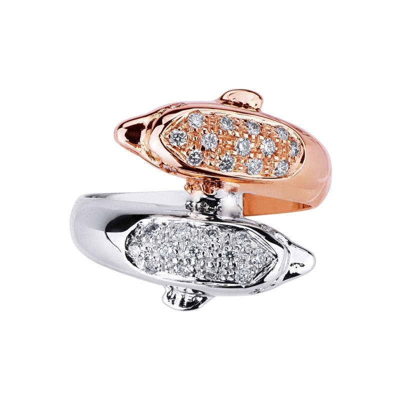 Weissgold Roségold 750 Diamant Delfine Ring 