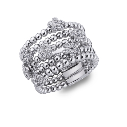 Bandring Weißgold mit Diamant-Blumen
