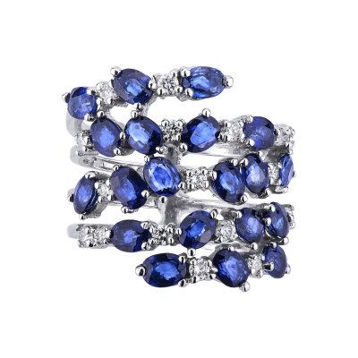 Saphir Diamant Bandring Damen Weißgold