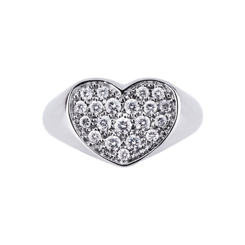 Herz Weißgoldring mit Diamanten 