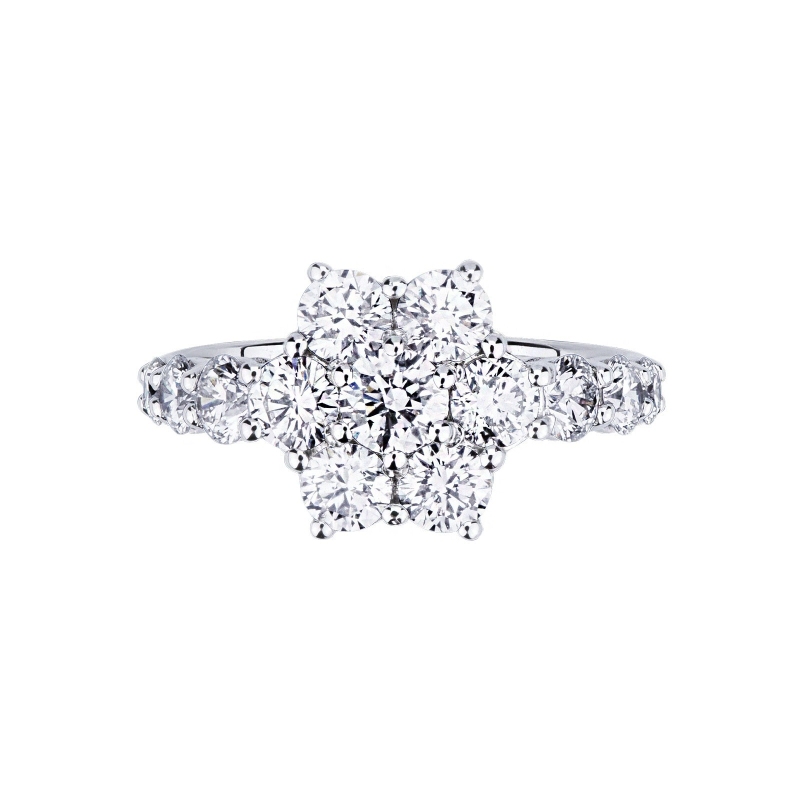 Weißgold Antragsring mit Diamant Blume