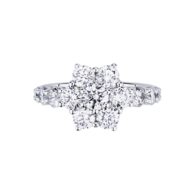 Weißgold Antragsring mit Diamant Blume