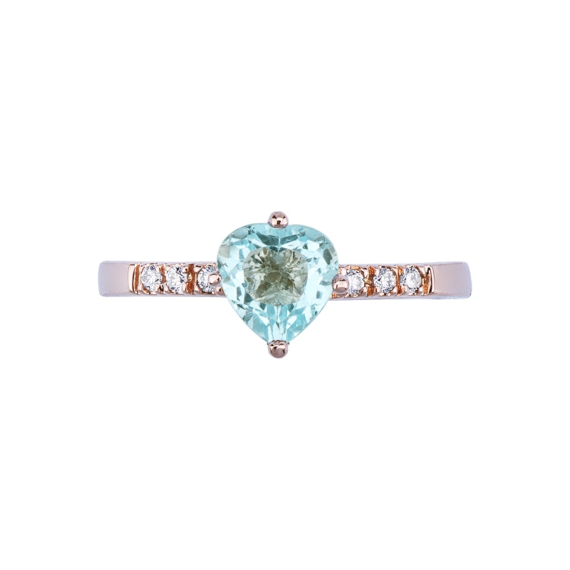 750er Roségold Aquamarin Ring mit Diamanten