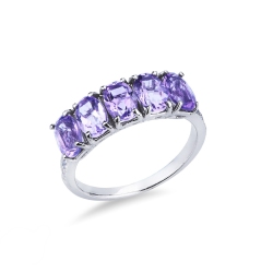 Amethyst Damenring Weißgold mit Diamanten