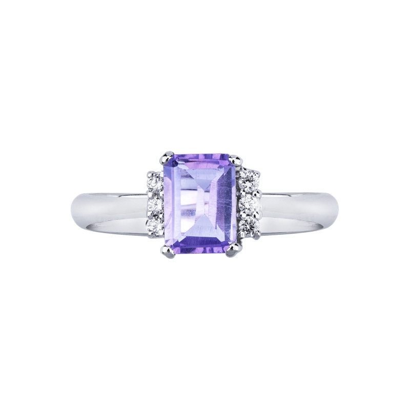 Amethyst Ring mit Diamanten Weißgold 750 
