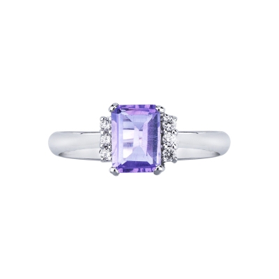 Amethyst Ring mit Diamanten Weißgold 750 