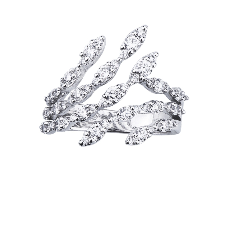 Designer Bandring Weißgold 750 mit Diamanten