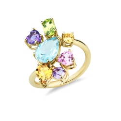 Goldring mit Peridot, Amethyst & Citrin – Multicolor