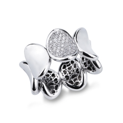 Elastischer Ring Weißgold 18K mit einem Diamanten-Pavé