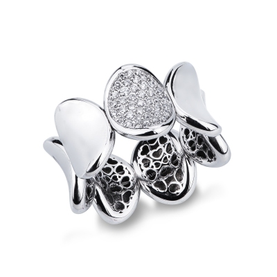 Elastischer Ring Weißgold 18K mit einem Diamanten-Pavé