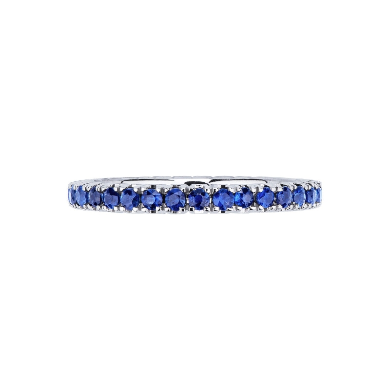 Memoire Ring Weißgold 18K mit blauen Saphiren 
