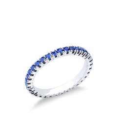 Memoire Ring Weißgold 18K mit blauen Saphiren 