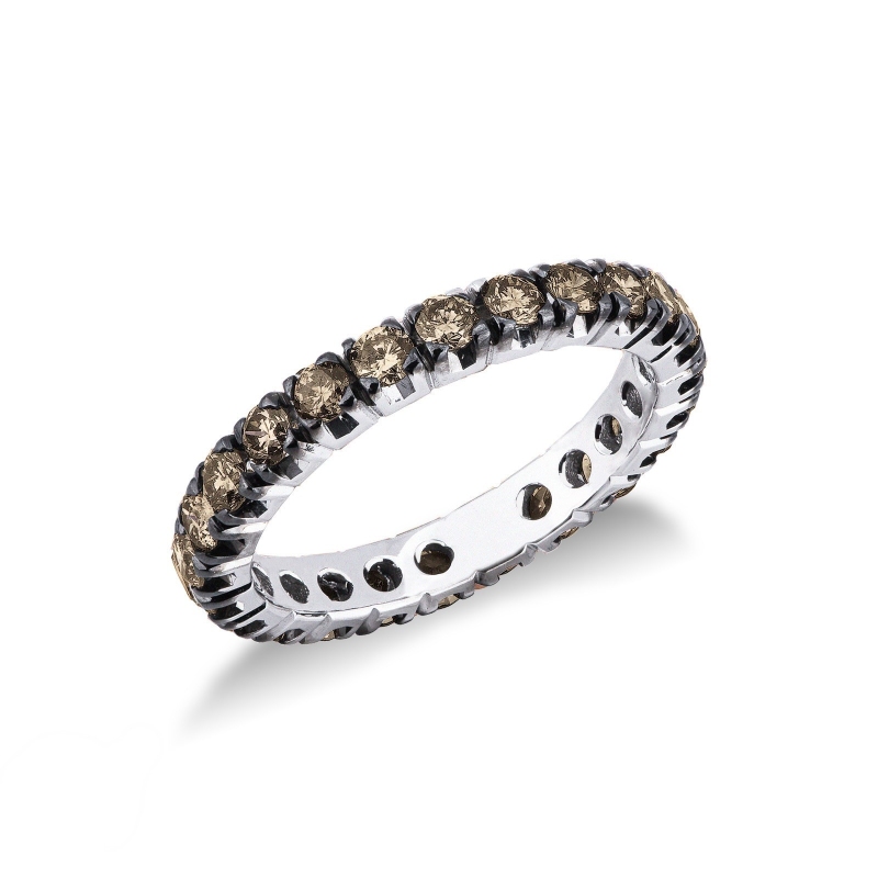 Eternity Ring Weißgold mit brauen Diamanten 