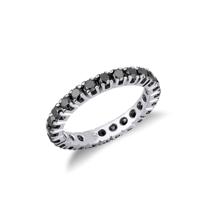 750er-Weißgold Eternity Ring mit schwarzen Diamanten 