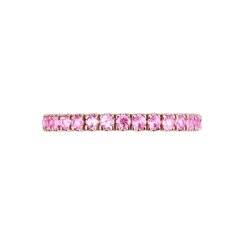 Memoire Ring Roségold mit rosa Saphiren 