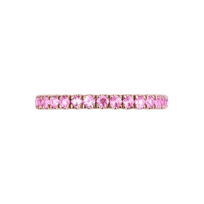 Memoire Ring Roségold mit rosa Saphiren 