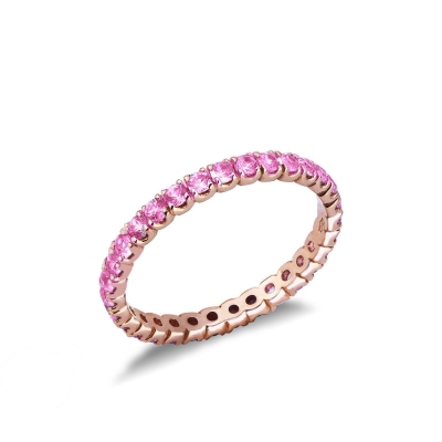 Memoire Ring Roségold mit rosa Saphiren 