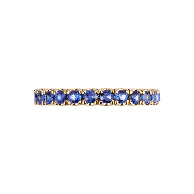 Gelbgold 18K Eternity Ring mit blauen Saphiren