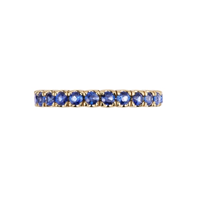 Gelbgold 18K Eternity Ring mit blauen Saphiren