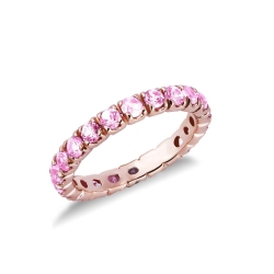 Roségold Eternity Ring mit rosa Saphiren 