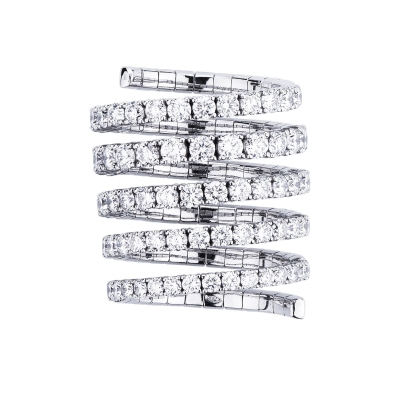 Weißgold 750 Bandring Spirale mit Diamanten