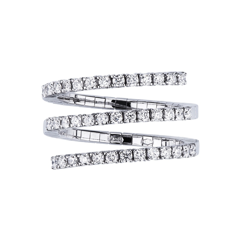 Bandring Spirale mit Diamanten aus Weißgold 18K