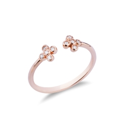 Offener Ring aus 18 Karat Roségold mit zwei Diamantkreuzen