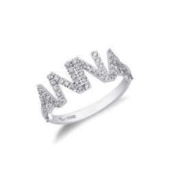 Ring mit Namen ANNA Weißgold 750 und Diamanten