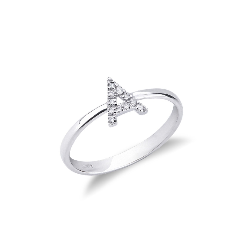 Ring Buchstabe A Diamanten Weißgold 750