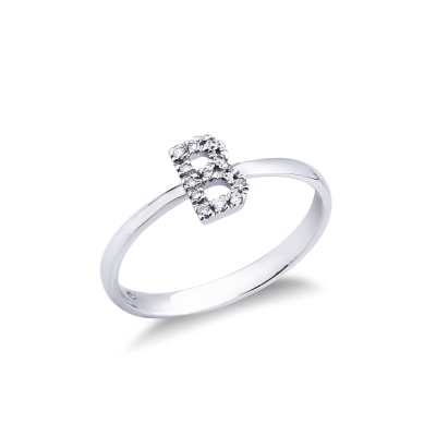 Weißgold 18k Buchstaben Ring mit B aus Brillanten