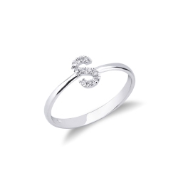 Ring mit Buchstabe S Weißgold und Diamanten